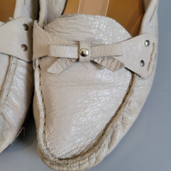 Talbots Beige Leather Moccasin Loafer Flat Ribbon Bow and Trim Wm Size 7.5 B - Picture 5 of 7